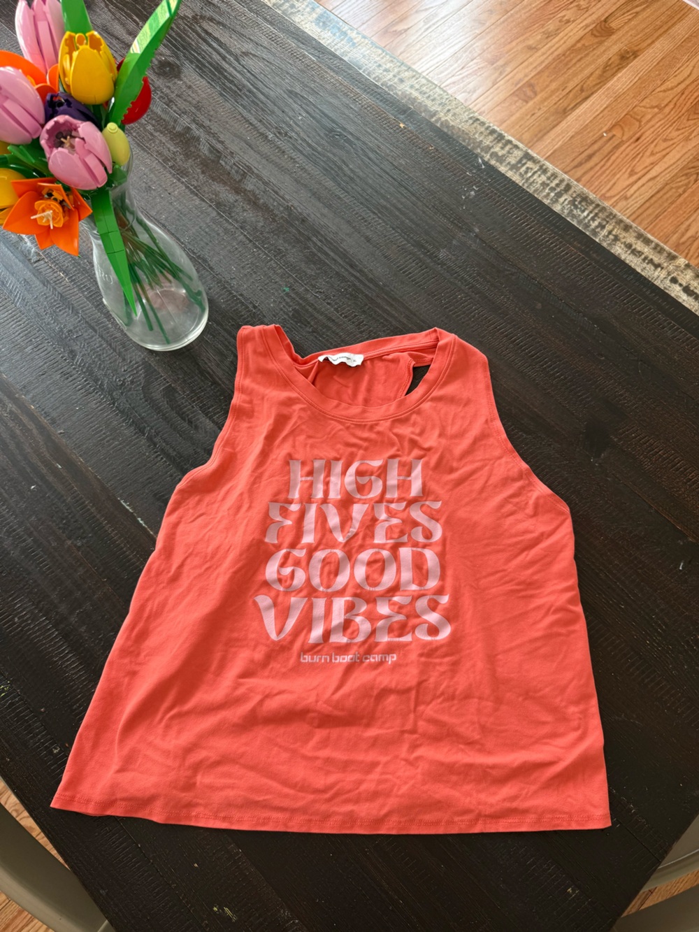 High Fives Good Vibes Coral Tank Top